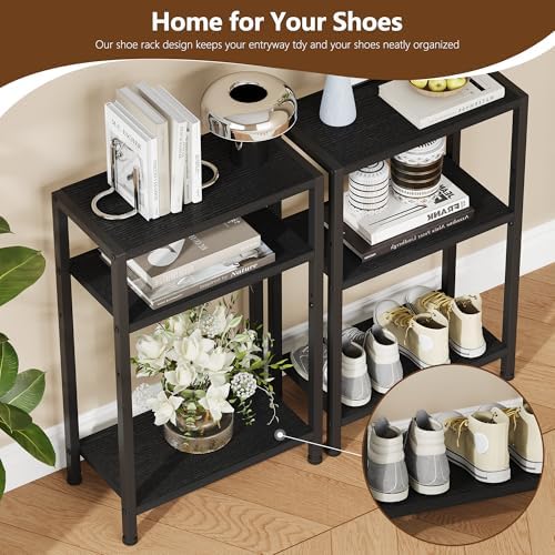 Heybly Small Narrow Side Table for Small Space, Thin Bedside TableHET006BK1 - Image 4