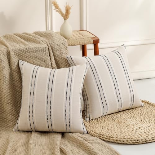 Hckot Navy Blue Throw Pillow Covers 20x20 Set of 2 Striped Pillow Covers - Image 3
