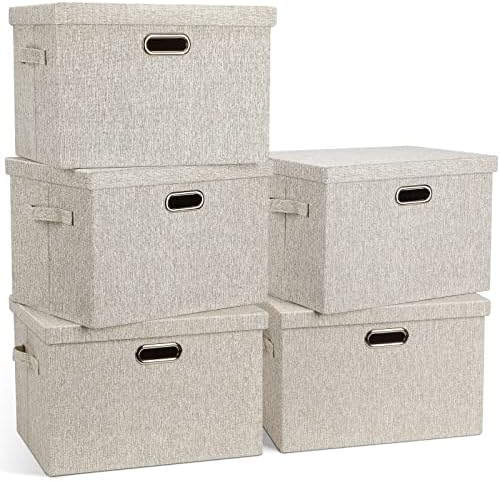 Storage Bins with Lids Fabric Closet Organizers Cubes Office Organization by GraciadecoStorage