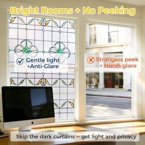 OHTMERU 3D Stained Glass Window Privacy Film Decorative Non-Adhesive - Image 2