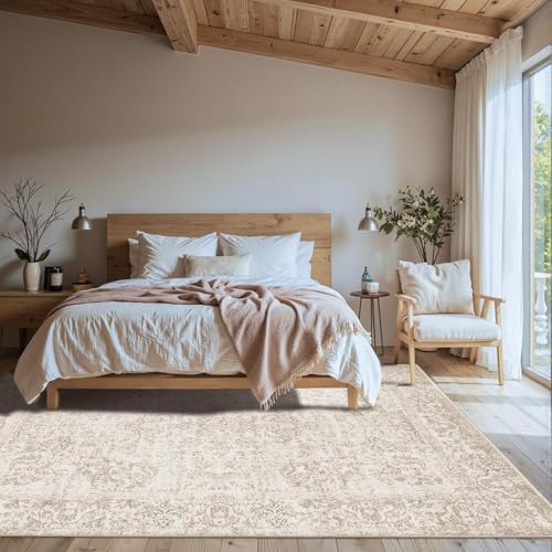 Rugxara 5X7 Washable Area Rug for Living Room, Bedroom,Neutral Beige - Image 3
