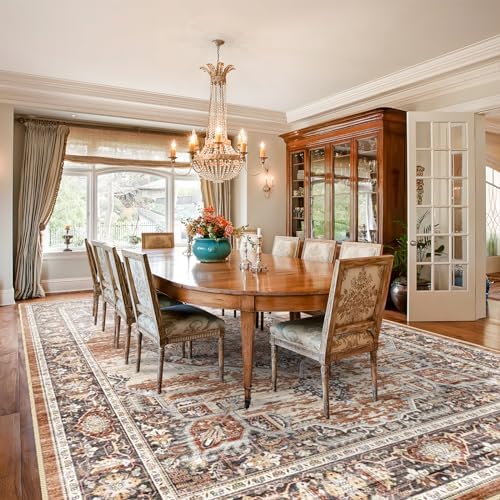 9x12 Area Rugs for Living Room: Washable Ultra Thin Rug - Oriential Stain Resistant Carpets - Large Indoor Non-Slip Rug for Bedroom Dining Room 9'x12' Brick - Image 5