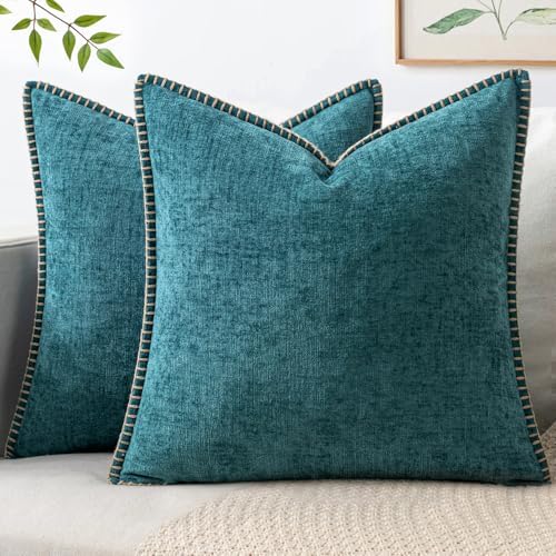 MIULEE Decorative Couch Throw Pillow Covers 16x16 Inch Dark Teal 2 Pack by MIULEE