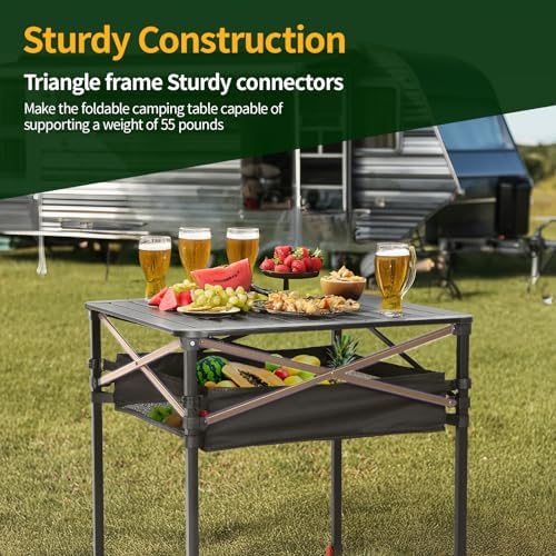 Nice C Aluminum Square Adjustable Height Camping Folding Table (27'' Large) - Image 4