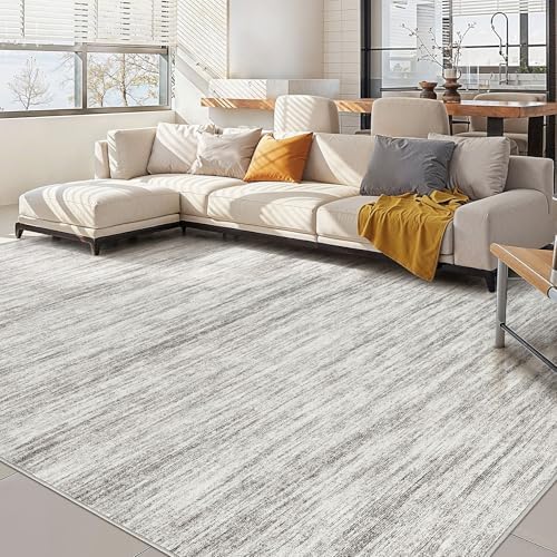 Nakagishi 9x12 Area Rugs Living Room: Washable Large Vintage Rug Neutral Non-Slip Soft Stain Resistant Indoor Carpet for Bedroom Nursery Dining Room Office Playroom - Grey-01 by NakagishiAreaRug