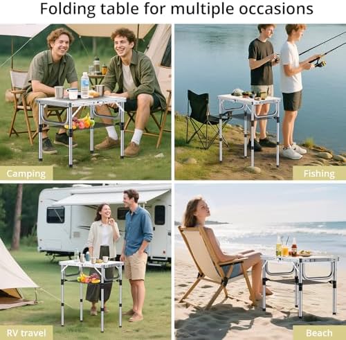Anbte Folding Camping Table, 24"X 16" Adjustable Height Small Folding Table - Image 6