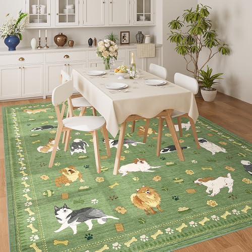 DUKINO 8x10 Area Rug, Washable Dog Rugs for Living Room Soft, Green - Image 5