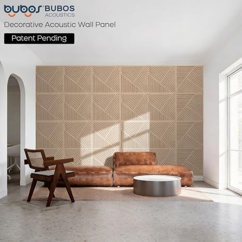 BUBOS 6 PCS Art Sound Absorbing Panels 23.6x23.6" Decor Acoustic Wall Panel | 0.7" Thick Composite Acoustic Panels, Nail-Down Secure Large 3D Sound Wall Panel for Studio Living Room & Office - Image 2