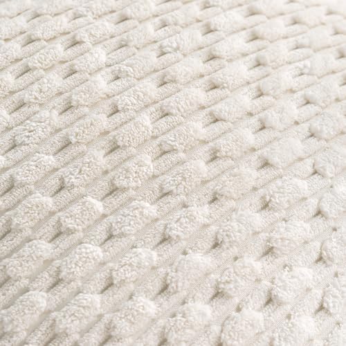 Set of 4 Cream White Decorative Throw Pillow Covers 18x18 Inch Corduroy Pillow Covers for Bed Couch Sofa Living Room Soft Square Cushion Cases - Image 5