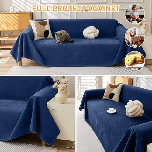 Deep Dream Cat-Scratch Resistant Armchair Couch Cover, Waterproof Sofa Cover for Dogs, Pet Friendly Couch Protectors Anti Slip Thickened Slipcovers for Dogs Pets, 71" x 91", Blue - Image 6