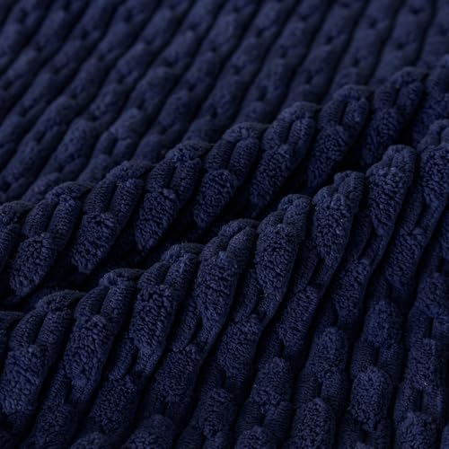 Set of 4 Navy Blue Decorative Throw Pillow Covers 18x18 Inch Corduroy Pillow Covers for Bed Couch Sofa Living Room Soft Square Cushion Cases - Image 4