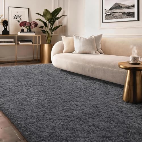 Ophanie 8x10 Area Rugs for Living Room,Upgrade Non-Slip Fluffy Soft Large Shag Bedroom Carpet, Deep Grey Big Indoor Thick Rug,Gray Carpets for Boy and Girls Room Decor with Over 99 pcs Pile fibers - Image 5