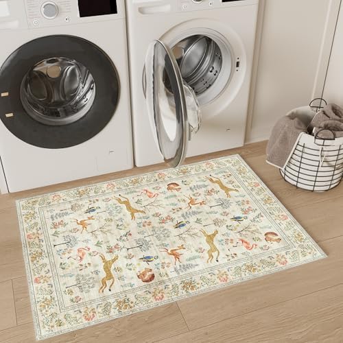 DUKINO 2x3 Entryway Rug, Washable Door Mat Animal Rug for Kitchen, Beige - Image 4