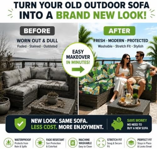 4 Pcs Outdoor Cushion Covers, Patio Sofa Cushion Covers Replacement - Image 6