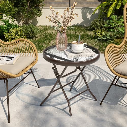 Outdoor Side Table, Small Patio End Table Set of 2, Brown - Image 5