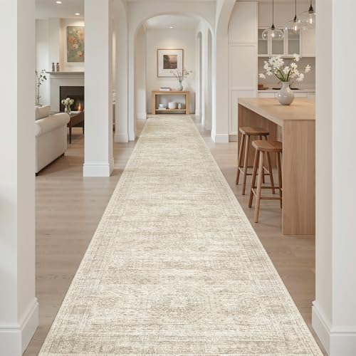 Soalmost Washable 3x20 Hallway Runner Rug Non-Slip Kitchen Entry Rugs Beige by Soalmost