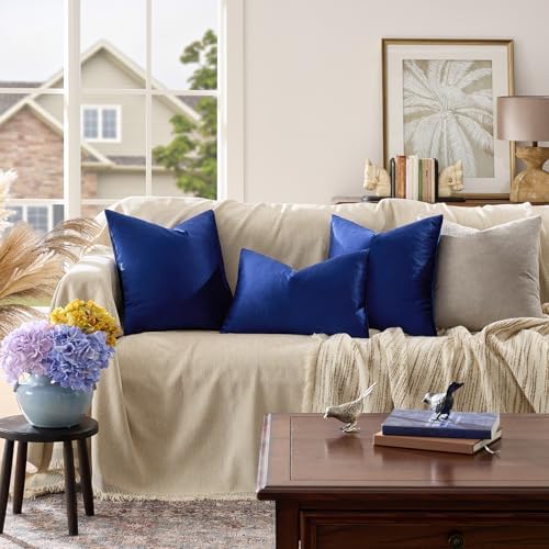 GIGIZAZA Royal Blue Velvet Throw Pillow Covers 12x20 Pack of 2 - Image 2