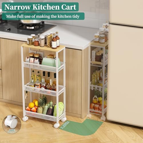 4-Tier Slim Utility Rolling Laundry Cart with Wheels, Easy to Assemble - Image 4