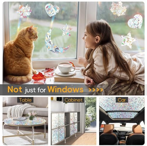 Rainbow Window Privacy Film Decorative, Stained Glass Window Tint for Home, 3D Decals Window Clings for Glass Windows, Static Cling Window Sticker, Suncatcher Window Cover, 23.6 Inch x 157.4 Inch - Image 3