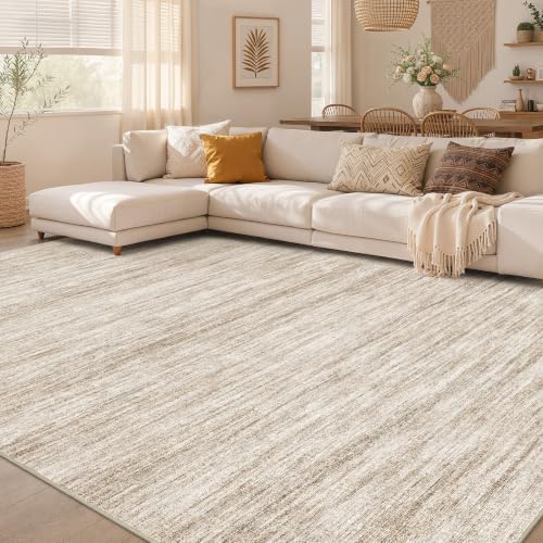 Nakagishi 10X12 Area Rugs Living Room: Washable Large Vintage Rug Neutral Non-Slip Soft Stain Resistant Indoor Carpet for Bedroom Nursery Dining Room Office Playroom - Dark Brown by NakagishiAreaRug