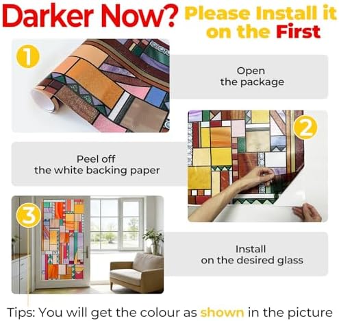 OHTMERU 3D Stained Glass Window Privacy Film Decorative Non-Adhesive - Image 6