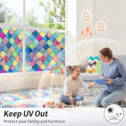Stained Glass Window Privacy Film, 17.3x118 in (Moroccan Mosaic) - Image 5