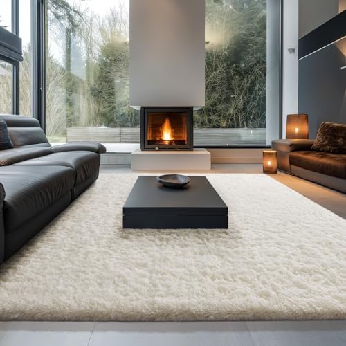 Ophanie Area Rugs 10x14 Living Room, Large Ivory Bedroom Carpet, Big Shag Indoor Thick Soft Nursery Rug, Fluffy Carpets for Boys and Girls Room Home Decor Aesthetic with Over 99 pcs Pile fibers - Image 6