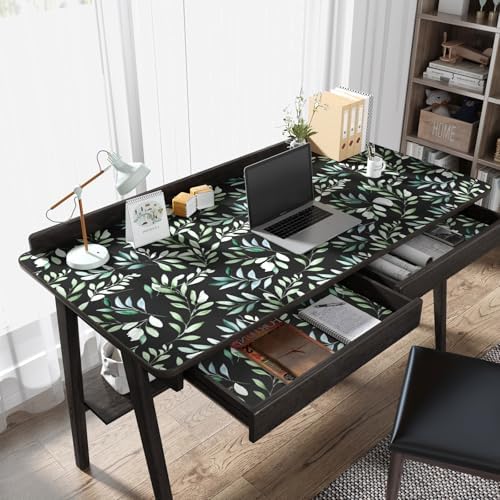 Danodoi Black Green Vintage Leaves Peel and Stick Wallpaper 17.5" x 393" | Waterproof Vinyl Self Adhesive Removable Renter Friendly Floral Contact Paper - Image 4