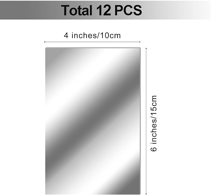 Tenare 12 Pieces Self Adhesive Acrylic Wall Mirror Tiles Flexible Small Mirror Wall Stickers Sheets Non Glass Unbreakable for Bathroom Home Gym Bedroom Home Classroom Decor (4 x 6 Inch) - Image 4