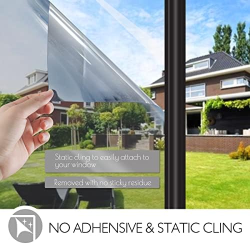 HIDBEA One Way Privacy Window Film,Heat Blocking, Silver,35.4in x 32.8ft - Image 5
