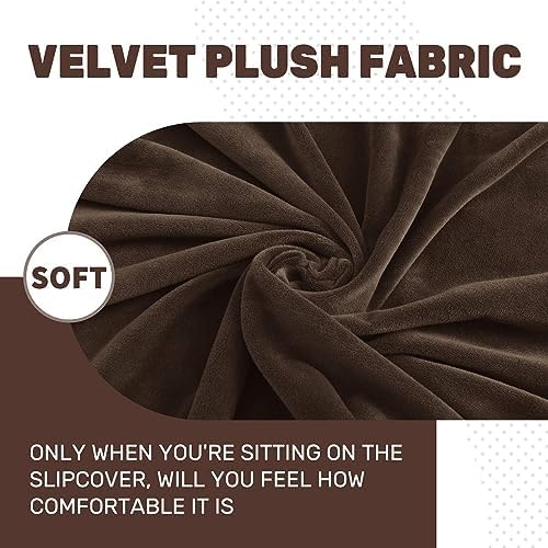 MAXIJIN Velvet Ottoman Slipcover Oversized Stretch Square Rectangle Footstool Slipcover Folding Storage Ottoman Covers for Living Room with Elastic Bottom (Ottoman X-Large, Dark Coffee) - Image 5