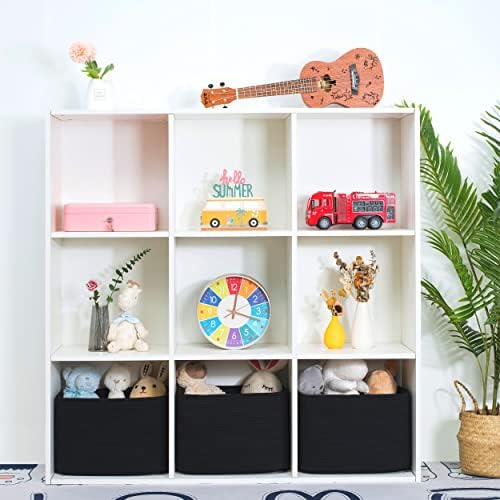 MINTWOOD Design 3-Pack Storage Baskets for Shelves, Playroom and Classroom, Book Basket, Decorative Storage Cube Bins, Woven Closet Organizers, Pantry and Shoe Organizer, Full Black - Image 4
