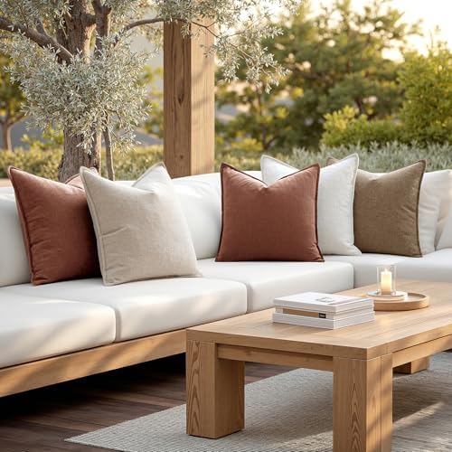 MIULEE Decorative Linen Pillow Covers 18x18 Inch Rust Red - Image 6