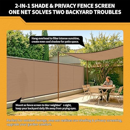 90% Privacy Fence Screen 5x15Ft Balcony Windscreen for Garden,Mocha - Image 4