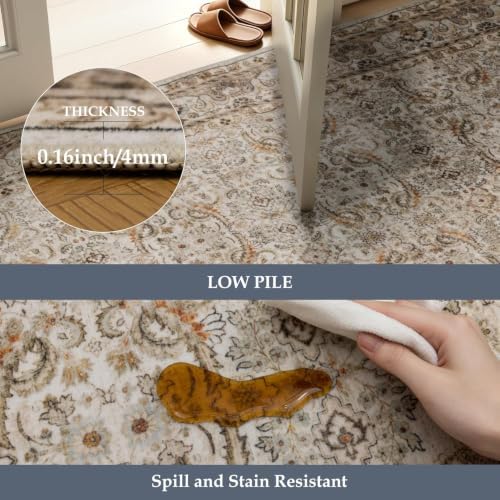 3x6 Washable Hallway Runner Rug, Vintage Non-Slip Low Pile Rugs - Image 5