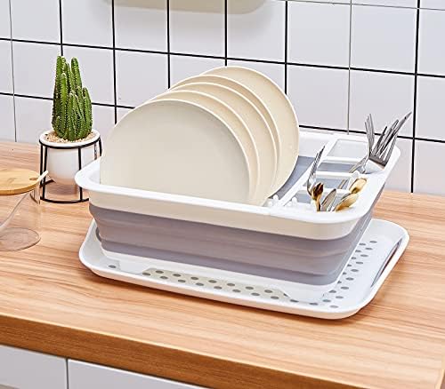 Dish Drying Rack Collapsible Dish Drying Rack Portable Dinnerware Drainer Organizer for Kitchen RV Campers Travel Trailers Space Saving Kitchen Storage Rack Tray Camper Must Haves - Image 2
