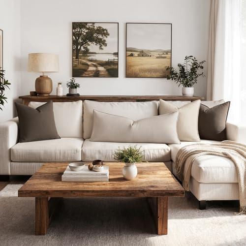 MIULEE Decorative Linen Lumbar Pillow Cover 14x36 Inch Natural Linen - Image 4