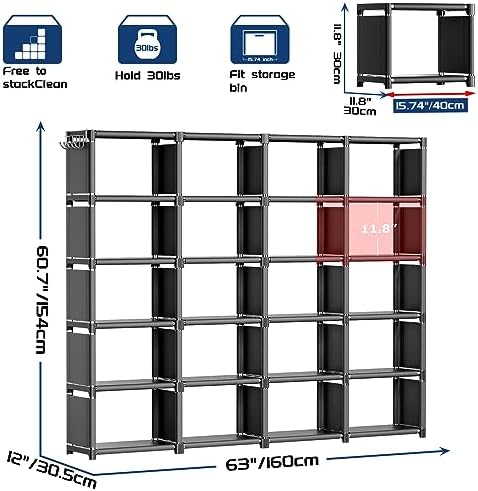 Mavivegue Book Shelf, 20 Cube Storage Organizer, DIY Bookcase, Metal Cube Bookshelf,Tall Book case for Bedroom, Living Room,Office,Closet Storage Organizer, Black Cubicle Storage Rack - Image 2