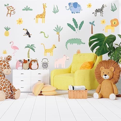 AOWDIAO Animals Wall Decals, Cute Safari Wall Stickers for Baby Kids, Jungle Theme Decor for Nursery, Classroom, Playroom, Bedroom - Image 3