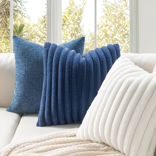 MIULEE Faux Fur Decorative Throw Pillow Covers 20x20 Set of 2 White - Image 3