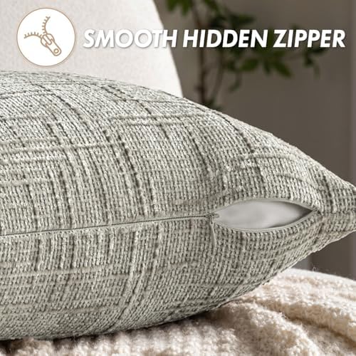 MIULEE Chenille Textured Throw Pillow Covers Light Grey 18x18 Set of 2 - Image 6