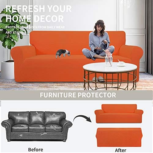 Easy-Going Stretch Chair Slipcover with Arm Washable Orange - Image 4