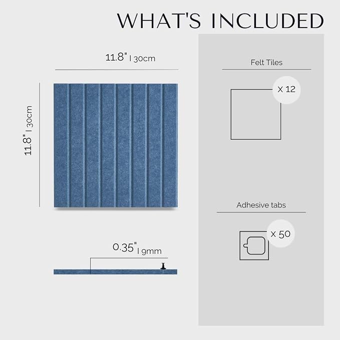 VIVELDA Large Bulletin Board 48x36- Office Wall Organizer to Replace Your Old Cork Boards for Walls for Office Decor -12-Pack Felt Wall Panels to Use in Home Office Decor, Classroom Decor (Slat Blue) - Image 5