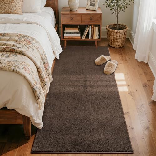 2x6 Pure Brown Runner Rug Non-Slip Washable for Hallway Kitchen Bedroom - Image 2