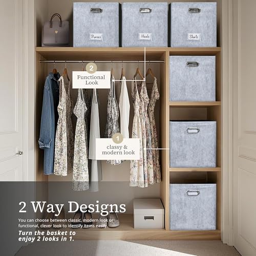 DECOMOMO Felt Storage Bins, 13x15x13 Storage Cube Bins with Labels - Image 4
