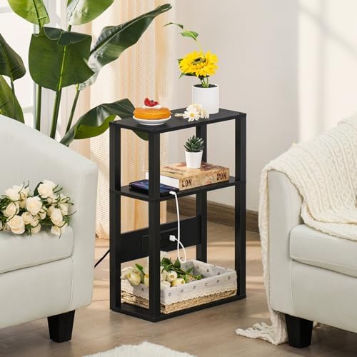 YUFAM 3-Tier Narrow Bedside Table Set 2 for Small Spaces, Skinny Nightstand - Image 2