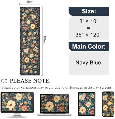 DUKINO 3x10 Runner Rug, Washable Kitchen Runner Rug Non Slip, Navy Blue - Image 2