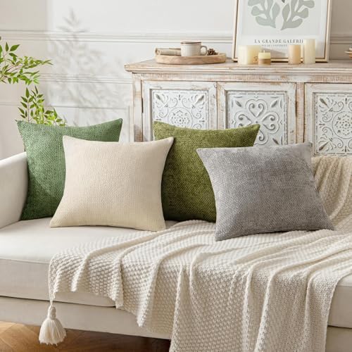 MIULEE Decorative Couch Throw Pillow Covers 18x18 Inch Sage Green 2 Pack - Image 4
