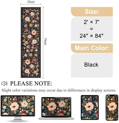DUKINO 2x7 Runner Rug for Hallway, Washable Runner Rug Non Slip, Black - Image 2