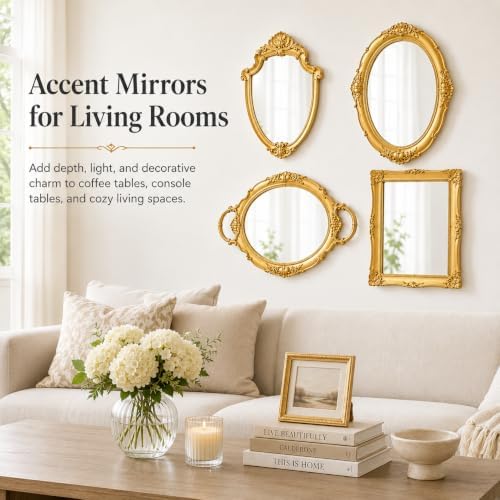 Gold Vintage Wall Mirror Set of 4 - Image 4